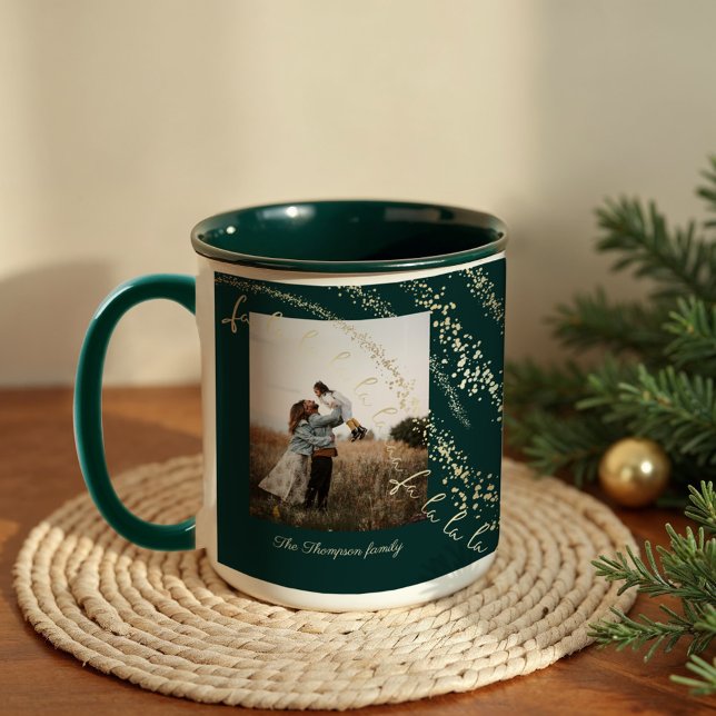 Taza Fa La Magical Navidades de Oro Carol Song Foto (Fa La La Magical Gold Christmas Carol Song Photo Mug)