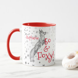 Taza Fabuloso Foxy 50 cumpleaños Black White Fox