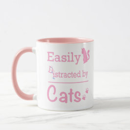 Taza Fácilmente "D" istraído por Gatos Divertidos y Lin