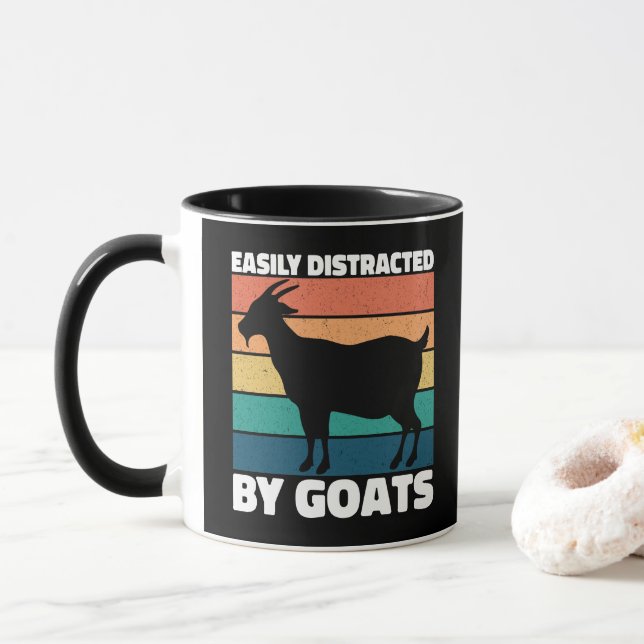 Taza Fácilmente Distraído Por Las Cabras Cute Farming L (Con donut)