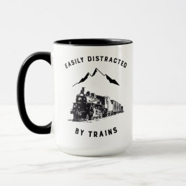 Taza Fácilmente Distraído Por Los Trenes Funny Railroad