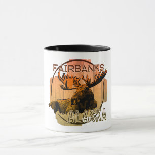 Taza Fairbanks Alaska naranja moose mug