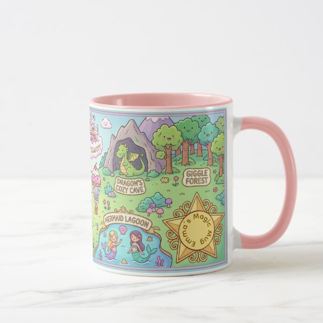 Taza Fairytale World Map Magical Fantasy Kids Mug (Derecha)
