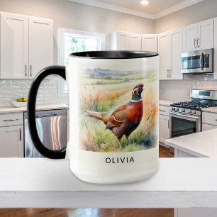 Taza Faisán acuarela personalizado vida silvestre campe