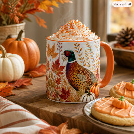 Taza Faisán y calabazas de cosecha de otoño Fauna 