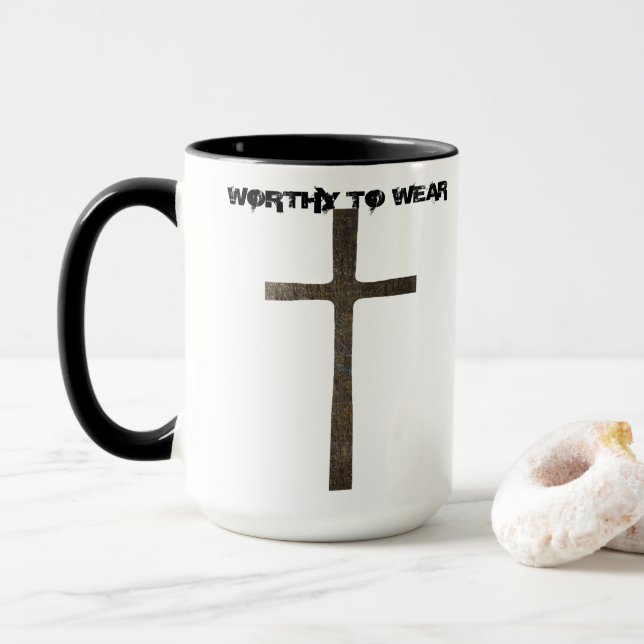Taza Faith Cross Armor - Vale La Pena Usar (Con donut)