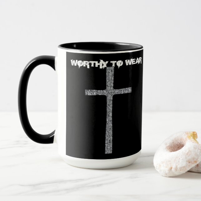 Taza Faith Cross Silver - Vale la pena usar (Con donut)