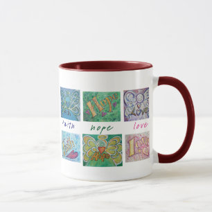 Taza Faith Hope Love Angel Collage Mug, Cup o Stein