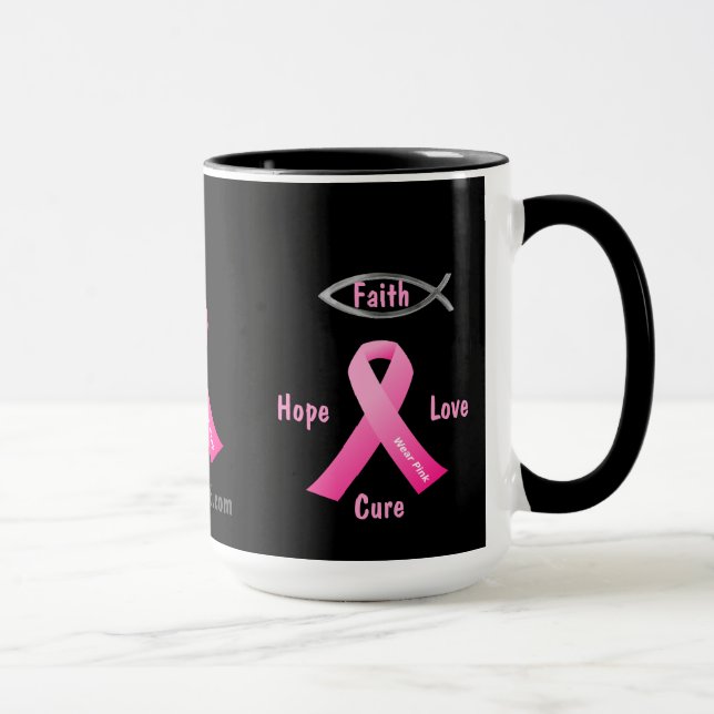 Taza Faith Hope Love Cure gotGod316.com Pink Ribbon (Derecha)