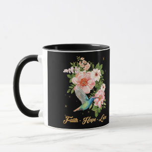 Taza Faith Hope Love Hummingbird Imagen de pájaro