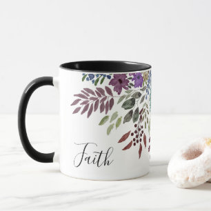 Taza Faith Inspiradora Burgundy Watercolor Floral