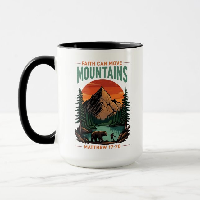 Taza Faith puede mover montañas al aire libre cristiana (Izquierda)