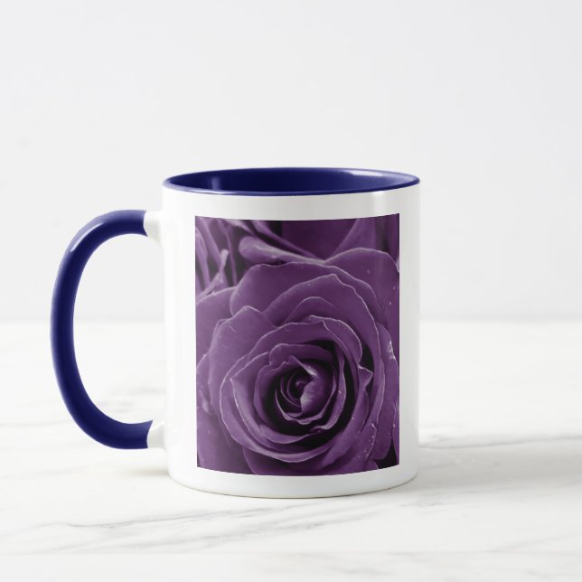 Taza Faith Purple Roses 11oz Two-Tone Mug Blue (Izquierda)