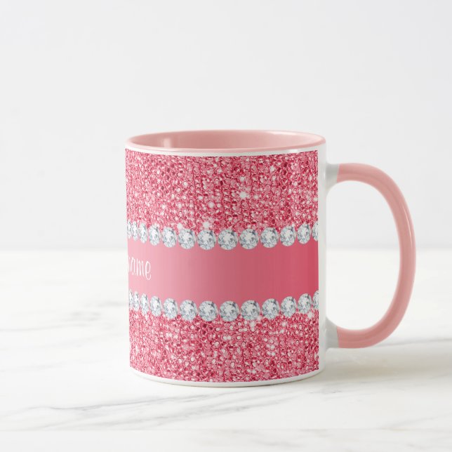Taza Falsas lentejuelas rosadas y diamantes (Derecha)