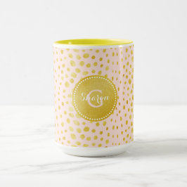 Taza Falso monograma rosado elegante de la impresión