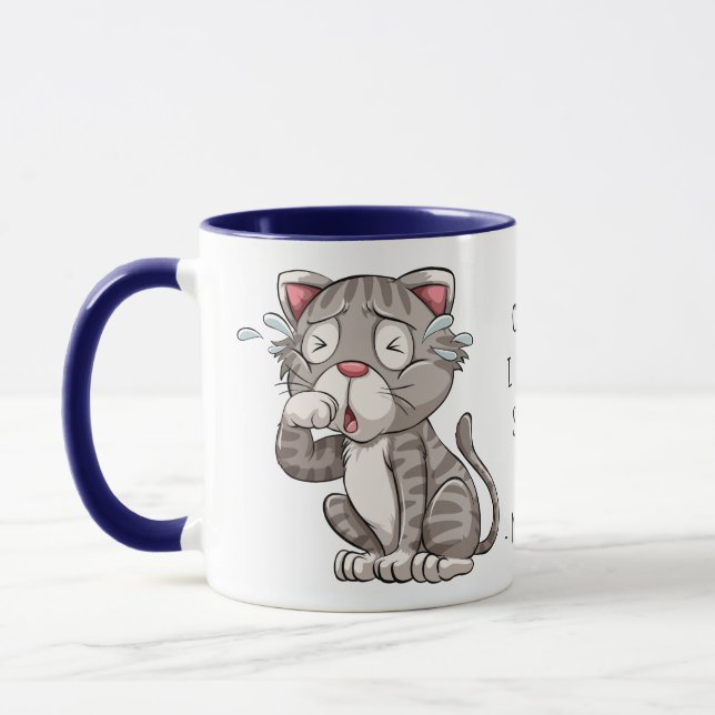 Taza "Faltándole" el texto de encargo gritador del gato (Izquierda)