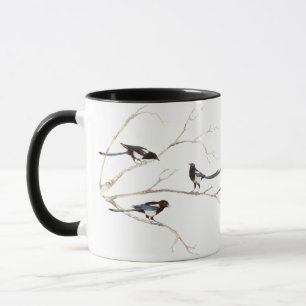 Taza Familia de acuarelas originales, pájaro