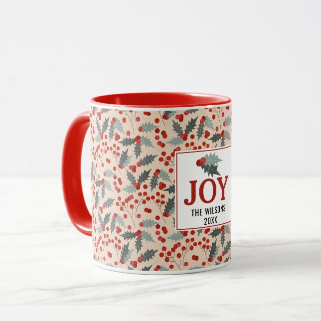 Taza Familia de Alegría Botánica de los Navidades Holly (Anverso izquierdo)