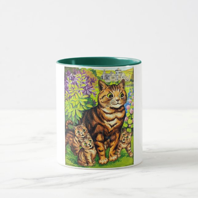Taza Familia de gatos en un jardín, Louis Wain (Centro)