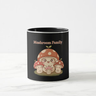 Taza Familia de Hongos Adorables   Kawaii Cottagecore