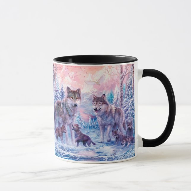 Taza Familia De Lobos Pintando (Derecha)