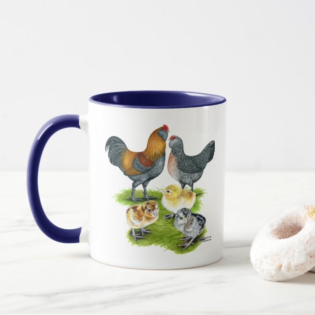 Taza Familia del pollo de Ameraucana (Con donut)