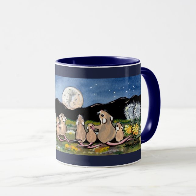 Taza Familia del ratón viendo al Diseñador de la luna o (Anverso derecho)