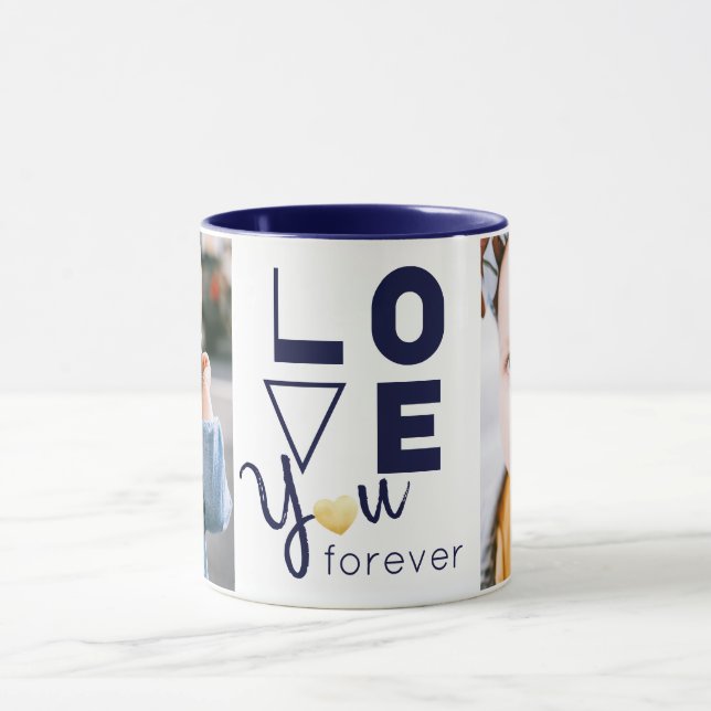 Taza Familia doble personalizada de fotos de amor Mug (Centro)
