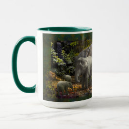 TAZA FAMILIA ELEFANTE "HABITACIÓN VERDE"