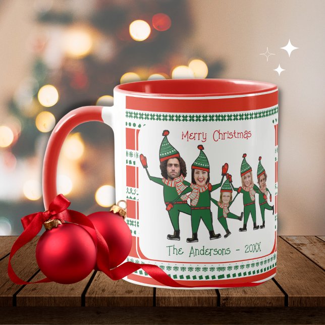 Taza Familia Elf divertida de cinco Navidades verdes de (Subido por el creador)