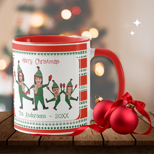 Taza Familia Elf divertida de cuatro Navidades verdes d (Subido por el creador)