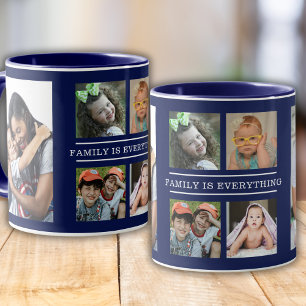 Taza Familia Es Todo Cita 6 Collage de fotos Azul