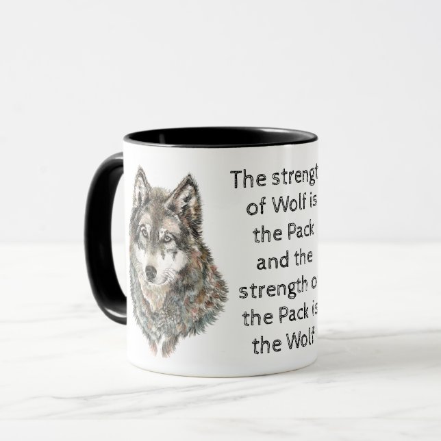 Taza Familia inspiradora cita a Wolf acuarela Animal (Anverso izquierdo)