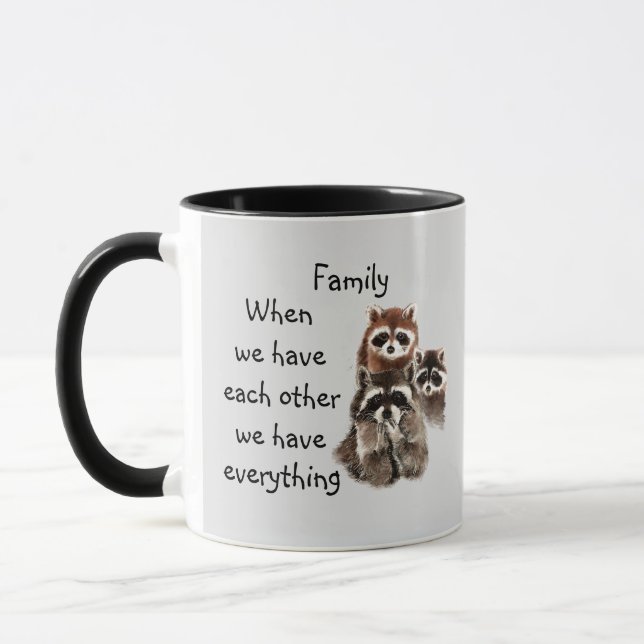 Taza Familia inspiradora Cita divertido Raccoon Animale (Izquierda)