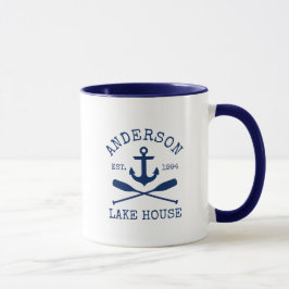 Taza Familia Náutica Casa Lago Azul Ancla Azul Oars Azu