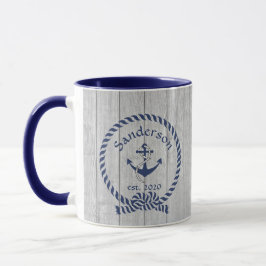 Taza Familia o nombre de barco Navy Anchor Rope Nautica