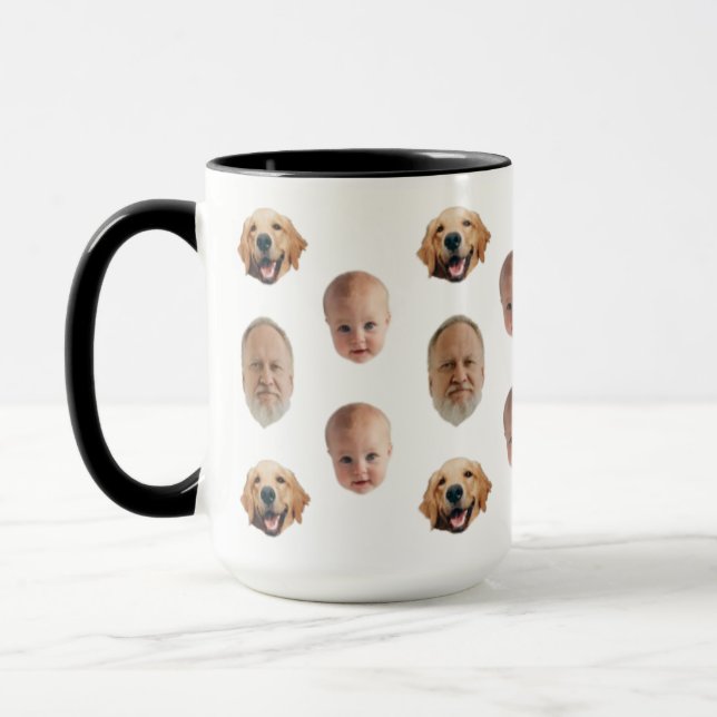 Taza Familia personalizada Cara de 3 fotos Mug (Izquierda)