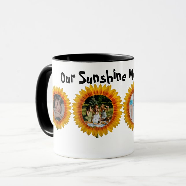 Taza Familia personalizada Girasol Foto/texto Mug (Anverso izquierdo)