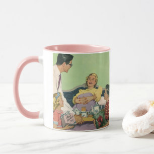 Taza Familia Retro Sirve Desayuno a Mamá en la Cama