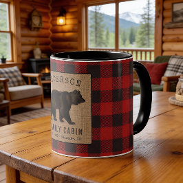 Taza Familia Rustic Bear Cabina Red Buffalo Plaid Burla