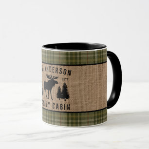 Taza Familia Rústica Cabina Moose Pine Green Plaid 2 T