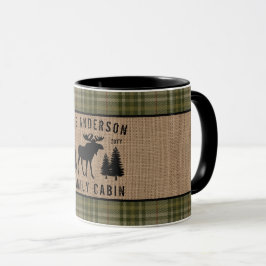 Taza Familia Rústica Cabina Moose Pine Green Plaid 2 To