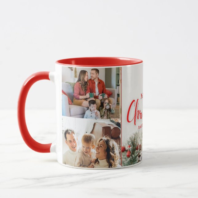 Taza familiares Fotos de Feliz Navidad Feliz Año Nuevo  (Izquierda)