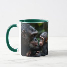 Taza Famille chimpanzés : une maman singe et son bébé.