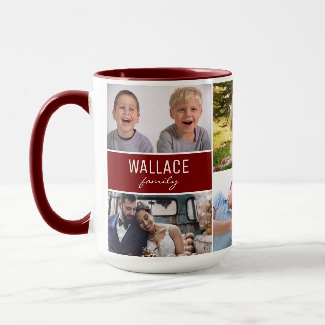 Taza Family Photo Collage Personalized Reunion Red (Izquierda)