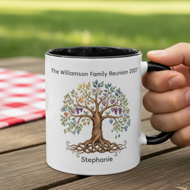 Taza Family Reunion Coffee Mug – Roots & Branches (Family reunion personalized coffee mug)