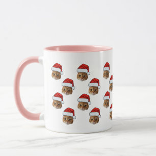 Taza Famoso Personalizado Face Photo Santa Cat Gorras N