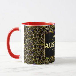 Taza Fanático del Fútbol Australiano 2026 Lujo Negro Or