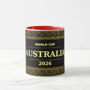 Taza Fanático del Fútbol Australiano 2026 Lujo Negro Or