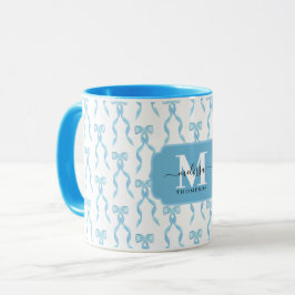 Taza Fancy Blue Bow Monogramado